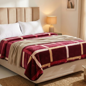 Burgundy Trellis 1Ply Premium Mink Blanket - Queen