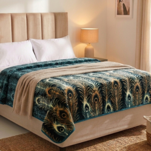 Emerald Peacock 1Ply Premium Mink Blanket - Queen
