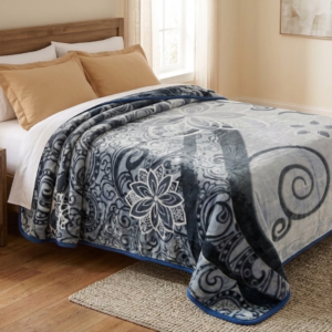 Graphite Swirl 1Ply Silver Mink Blanket - Queen