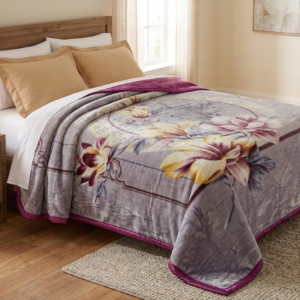 Mist Rose Floral 1Ply Silver Mink Blanket - Queen