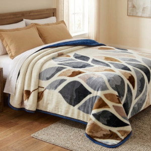 Sienna Leafage 1Ply Silver Mink Blanket - Queen