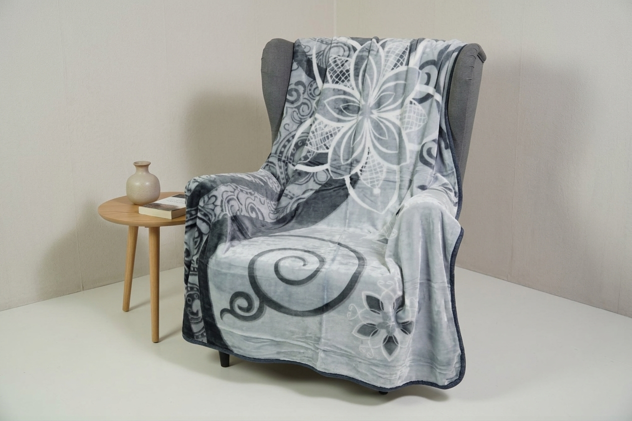 Graphite Swirl 1Ply Silver Mink Blanket - Queen - Image 2