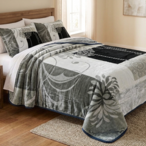Urban Shadow Block 1Ply Silver Mink Blanket - Queen