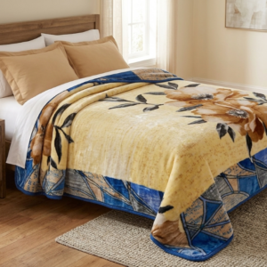 Golden Amber Blossom 1Ply Silver Mink Blanket - Queen