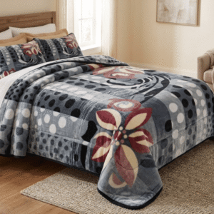 Queen Mink Blanket - Graphic Rose & Slate