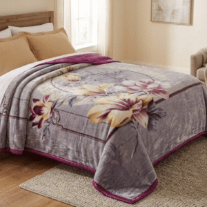 Queen Mink Blanket - Mist Rose Floral