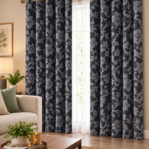 Floral Eyelet Unlined Curtains - 140 x 225